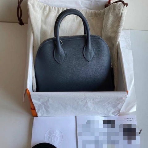 w刻 有購証✨ 愛馬仕 mini bolide H0霧霾灰 銀扣