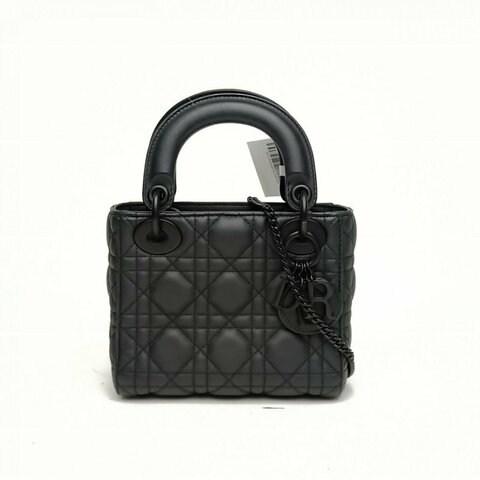 Dior迪奧 Lady戴妃包三格黑色羊皮革磨砂扣2018肩背包