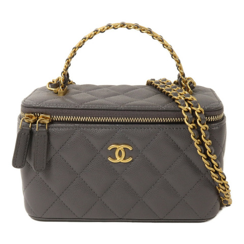 CHANEL 牛皮皮革Top Handle Vanity Case鏈帶手挽肩背兩用袋