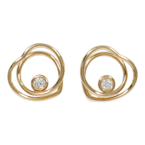 HERMES 18K玫瑰金Vertige Coeur Earrings Very Small鑽石耳環