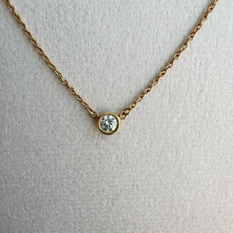 Tiffany蒂芙尼 黃金單鑽石 項鍊12分鑽 鎖骨鏈