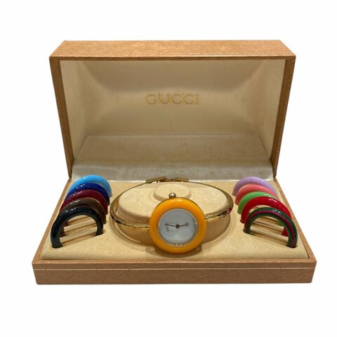 GUCCI 古馳 CHANGE BEZEL 11/12 石英錶 合金 白色錶盤
