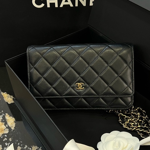 香奈兒/Chanel woc黑金羊皮 单肩斜挎包
