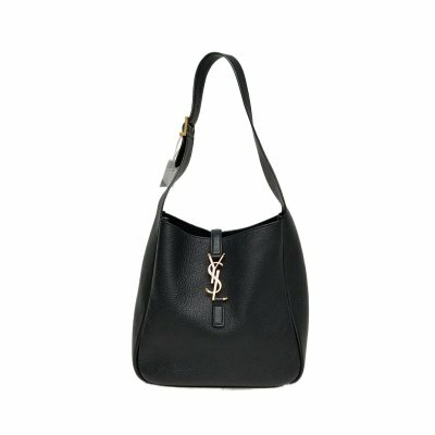 Saint Laurent LE5à7HOBO小號黑色牛皮金扣