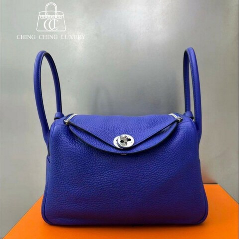 🌈Hermes💙Lindy 26💙7T 電光藍銀扣🌈99新🌟TC皮🌟有貼膜🌟lindy26🌟lindy🌟愛馬仕🌟
