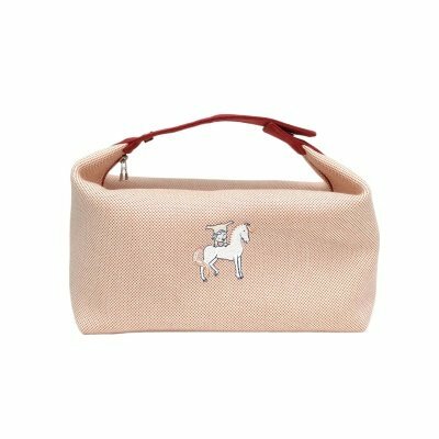 Hermès Bride-a-Brac飯盒包大號2554中國紅帆布銀扣