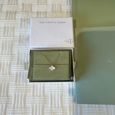 梵克雅寶/Van Cleef & Arpels 18K黃金 白貝母單花項鍊小號 小白花