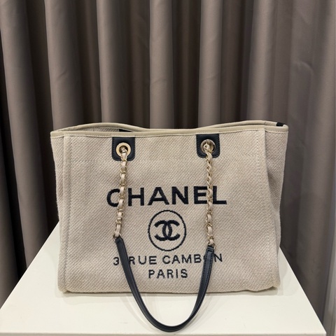 （甜價美包）Chanel香奈兒經典熊貓帆布沙灘包