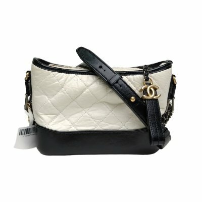Chanel GABRIELLE流浪小號20cm黑白牛皮29開金銀扣黑底