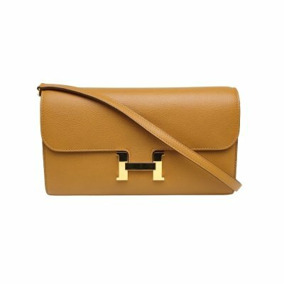 Hermès Constance康康LONGTOGO肩帶長款錢包9U芥末黃EC皮Z刻金扣