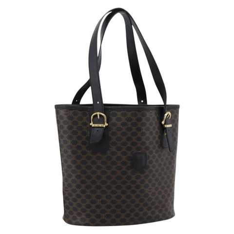 CELINE Macadam帆布托特包 PVC皮革 黑色 金色 正品 208801V