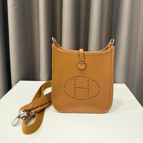 （極新美包）Hermes evelyne mini金棕銀k刻