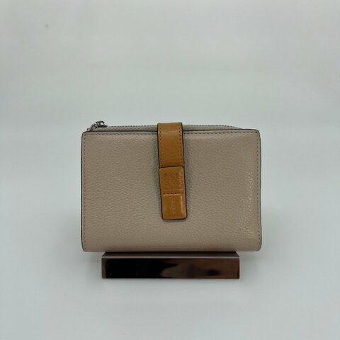LOEWE  淺咖拼色對開短夾