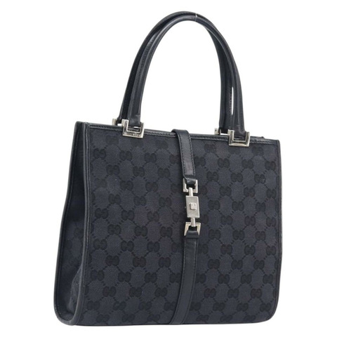 GUCCI GG帆布Jackie手提包 黑色 銀色 002 1065 正品 mr3094A