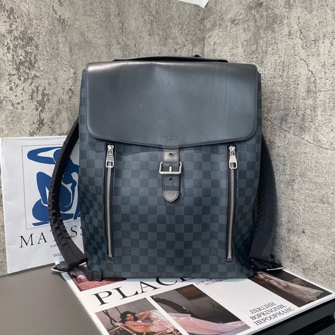 LV Damier Cobalt 深藍棋盤格 翻蓋雙肩包 商務休閒大容量
