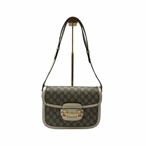 Gucci 白色拼烏木色 中號 1955 老花 肩背包
