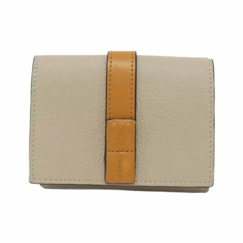 【LOEWE 羅威】Trifold 柔軟粒面小牛皮 三褶 皮夾 中夾 短夾 皮夾 淺燕麥色 蜜糖色 C660TR2X01