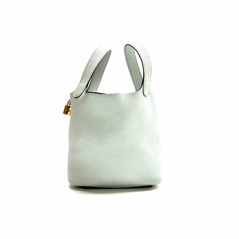Hermès 菜籃子 聖杯藍 金扣 18 z刻 手提包 缺鑰匙