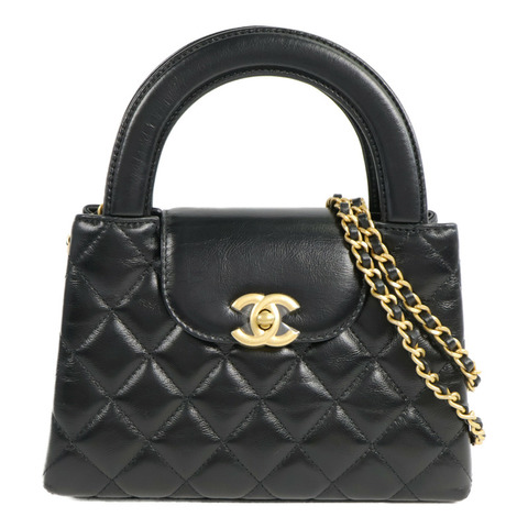 CHANEL 牛皮皮革Kelly Mini鏈帶手挽肩背兩用袋
