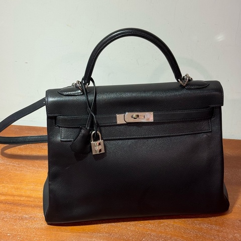 Hermès Kelly 32cm 黑色配銀扣