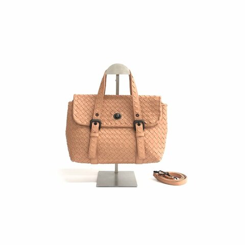Bottega Veneta bv 粉 編織 郵差 肩背包