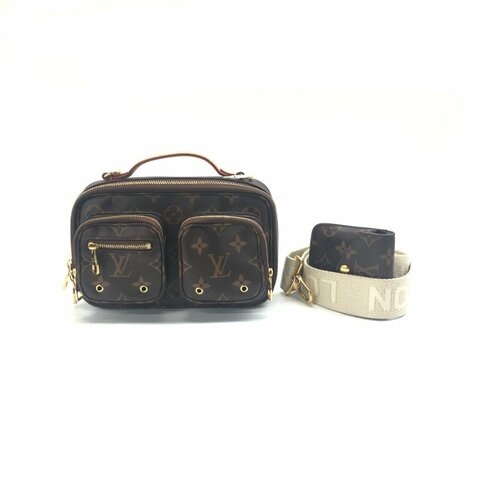 Louis Vuitton LV 棕老花 utility crossbody 炸藥包 塗層帆布拼牛皮 肩背包