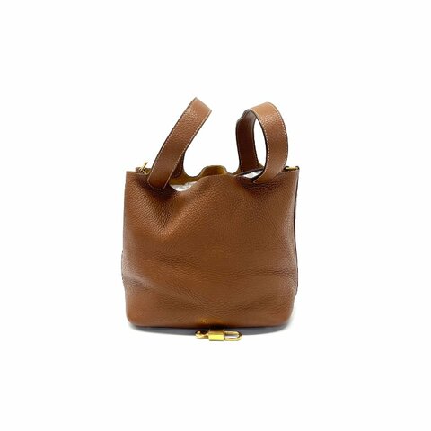 Hermès 金棕 菜籃子22 U刻 手提包