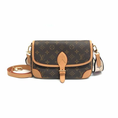 Louis Vuitton LV 棕色 法棍 diane 黑肩帶 肩背包