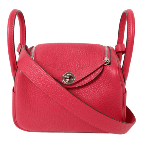 HERMES Clemence皮革Mini Lindy手挽肩背兩用袋Framboise