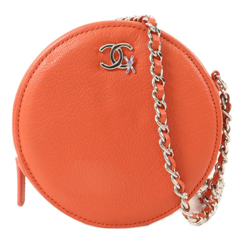 CHANEL 牛皮皮革Round Bag With Chain鏈帶肩背袋