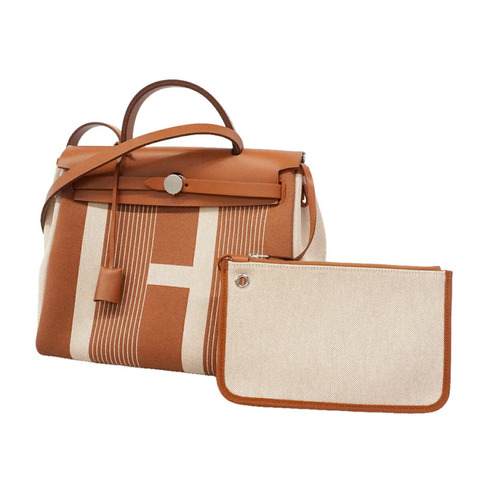 愛馬仕 Herback Zip PM 手提包，Toile H Natural 帆布，Y 字印記，女士兩用包