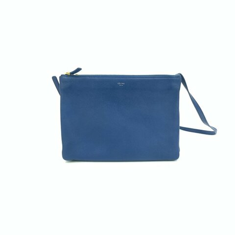 Celine 藍色 trio 牛皮 小號 肩背包