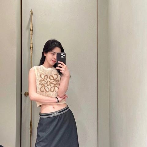 99新LOEWE 罗意威半身裙 34码 灰色不规则裙摆