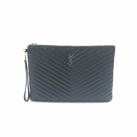 Saint Laurent YSL 黑銀 v紋 手包
