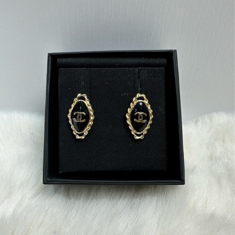Chanel 香奈兒 24p 復古滑板黑金耳飾 耳釘
