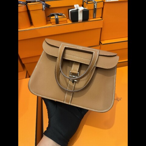Hermès Halzan Mini 金棕銀釦