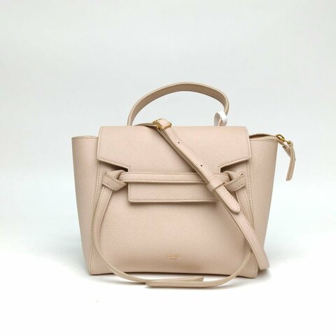 CELINE Belt鯰魚包Nano20白色牛皮革金扣肩背包