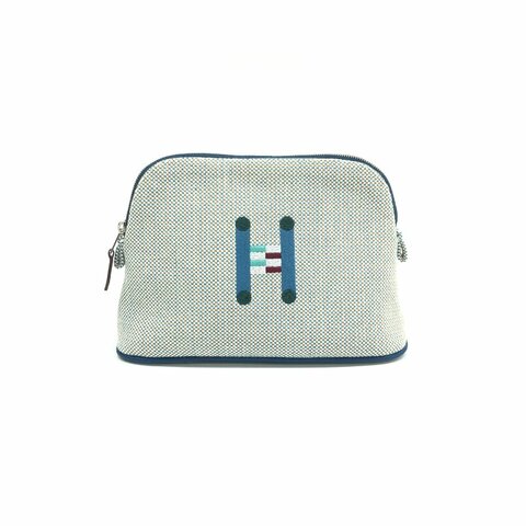 Hermès Bolide Crazy H 拼色 藍色 帆布 收納包