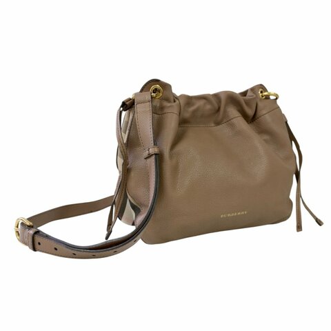 BURBERRY 經典格紋 拼接 斜揹袋