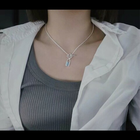 Hermes.愛馬仕 鎖頭項鍊 925銀