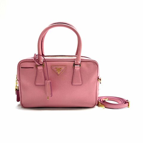 Prada 粉色 plume 波士頓 25 肩背包