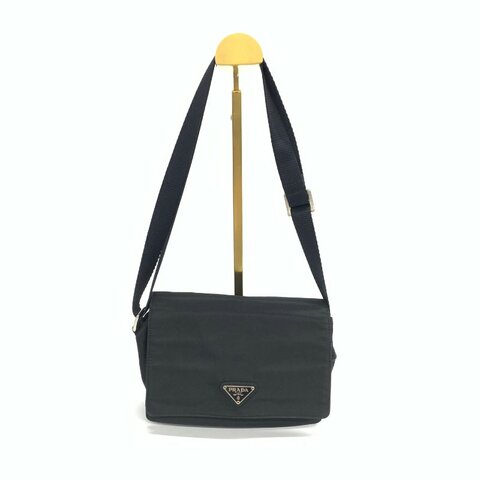 Prada 黑色 尼龍 翻蓋 肩背包