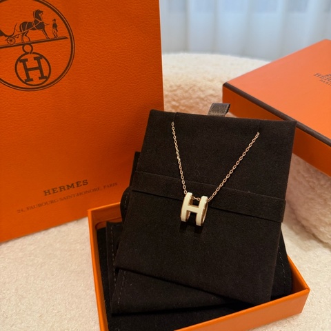 最低價👆🏻98新愛馬仕Hermes Pop H項鍊｜白色琺瑯玫瑰金(大H）