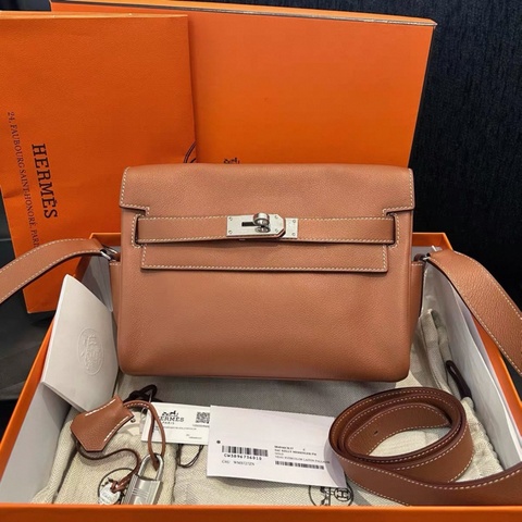Hermes kelly messengers 郵差包 金棕 W刻