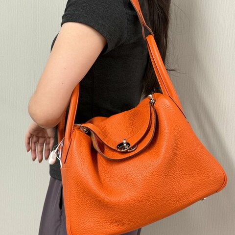 HERMES 拼色銀扣Lindy30 手提肩背包 30*21*15 98新配件塵袋