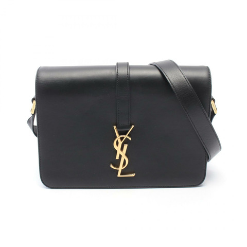 SAINT LAURENT PARIS Universite 斜背包單肩包 357403 黑色皮革 二手