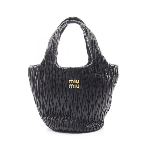 Miu Miu Materasse 手提包 5BG257 黑色皮革 二手 女士