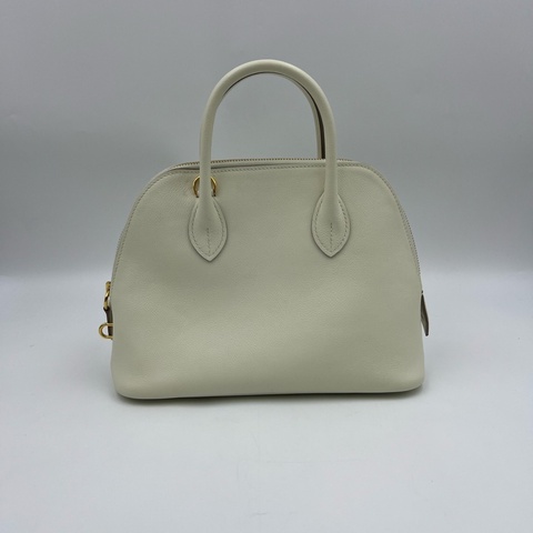 愛馬仕/Hermes Bolide25 冰川白內拼芝麻色 金扣evercolor皮拼swift皮  U刻 尺寸：25*19*9