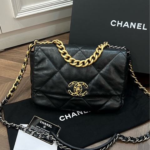 Chanel香奈兒 19bag黑金 金扣 小號