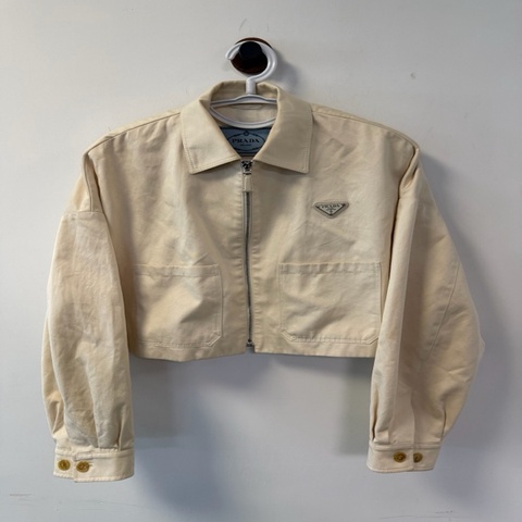 PRADA普拉達 FW25 斜紋棉布短款長袖 夾克外套 女款 38碼